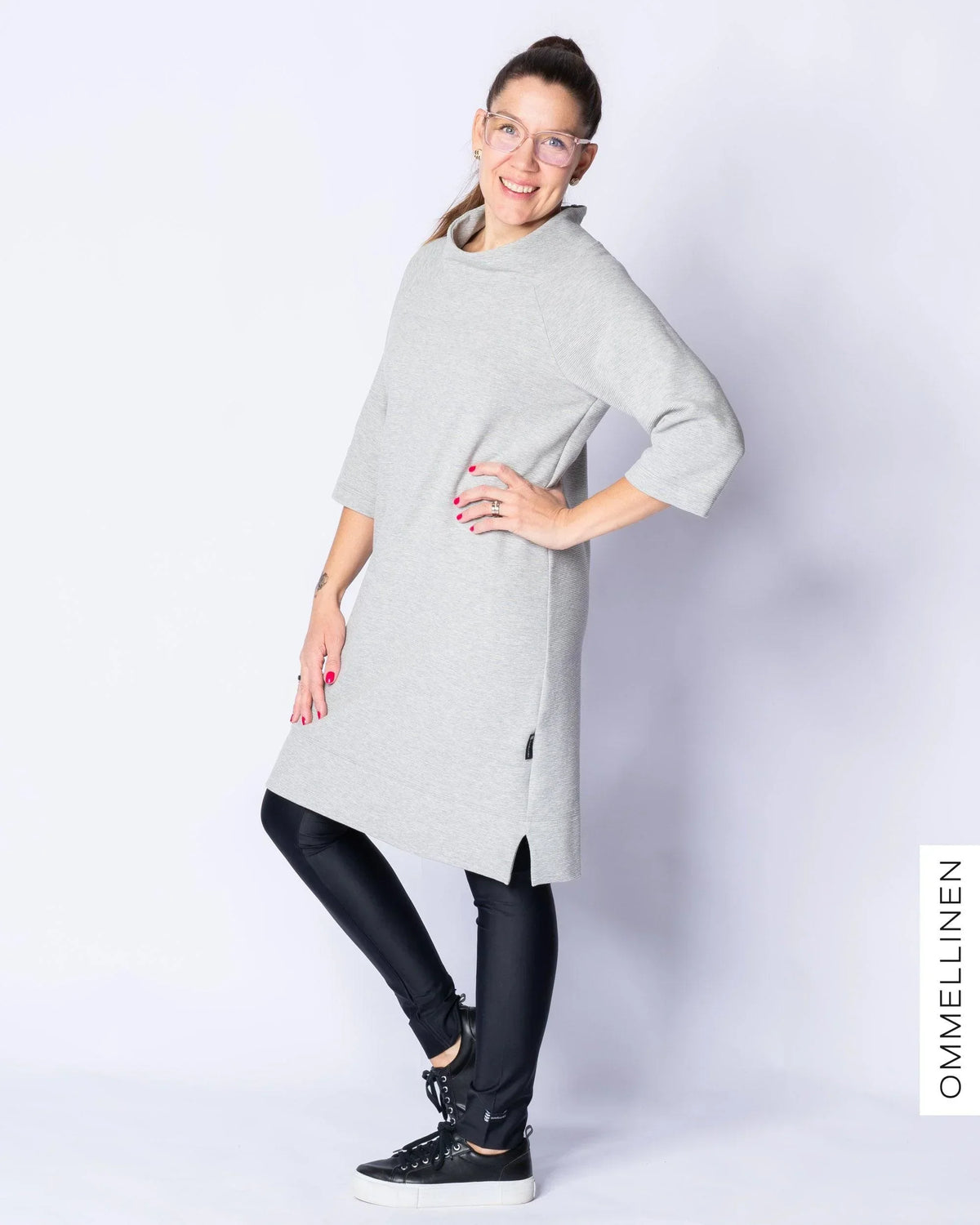 Ottoman - cotton knit - PRE-CUT, melange grey