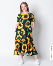 HULMU dress, Auringonkukka - black