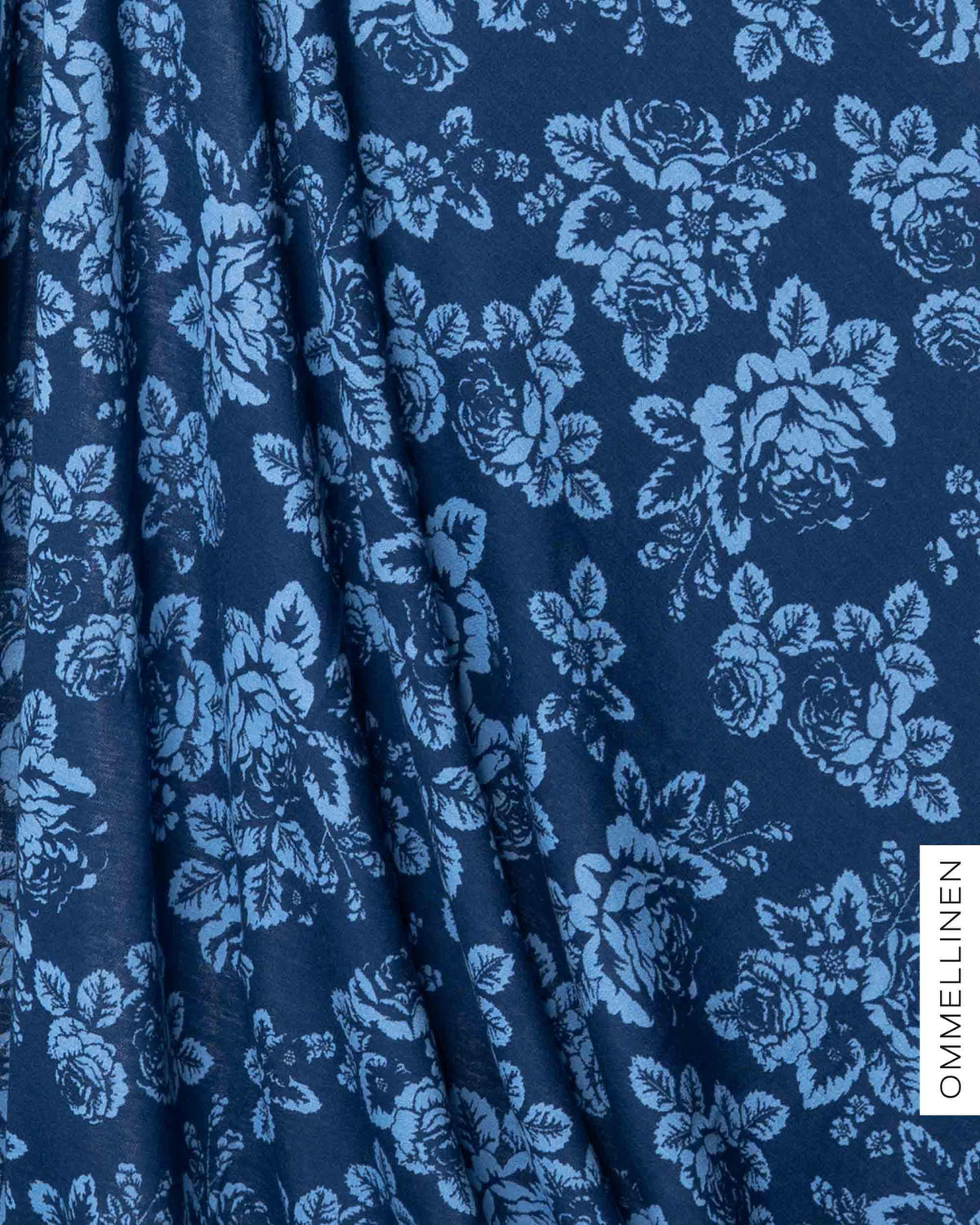 Merino wool, Babushka Roses - blue