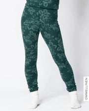 MERINO leggings, Babushka Roses - green