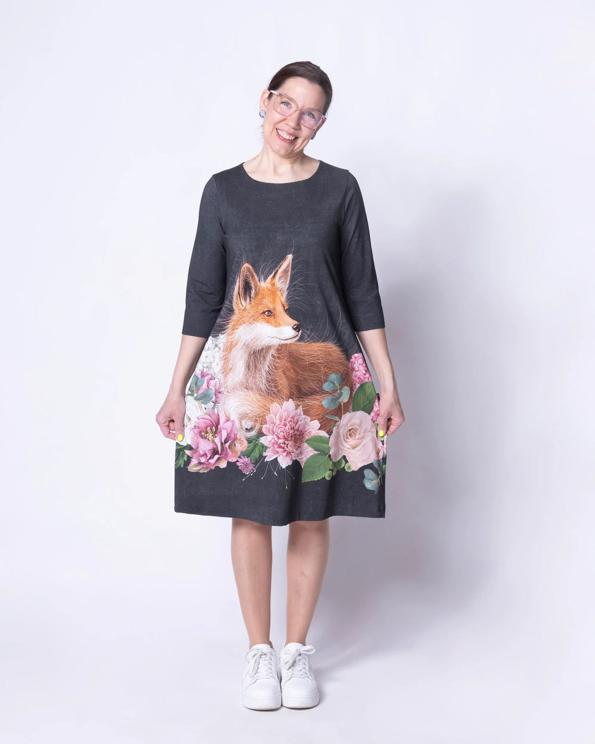 WHOOPS! IISI dress, Kukkakimppu ja kettu - grey - 3XL