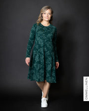 MERINO dress, Babushka Roses - green