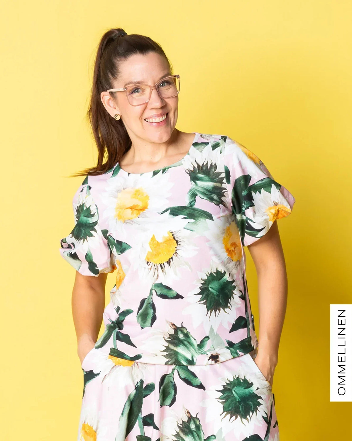 PUFFI t-shirt, Auringonkukka - light pink